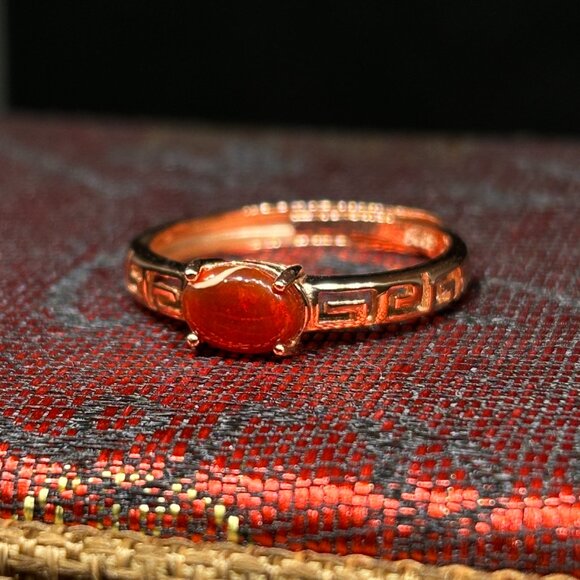 Mexican Fire Red Gold Egyptian Opal Ring - Picture 3 of 5